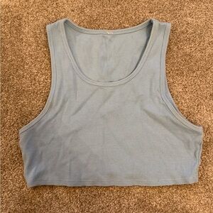 ALO Yoga Light Blue Ribbed Crop Top